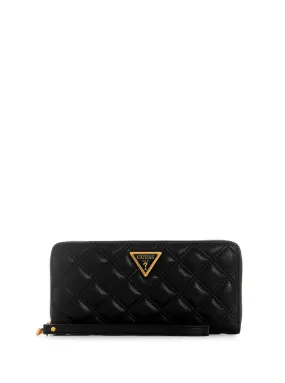 Black Giully Quilted Large Wallet