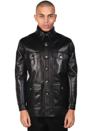 Black Regenerated Leather Jacket