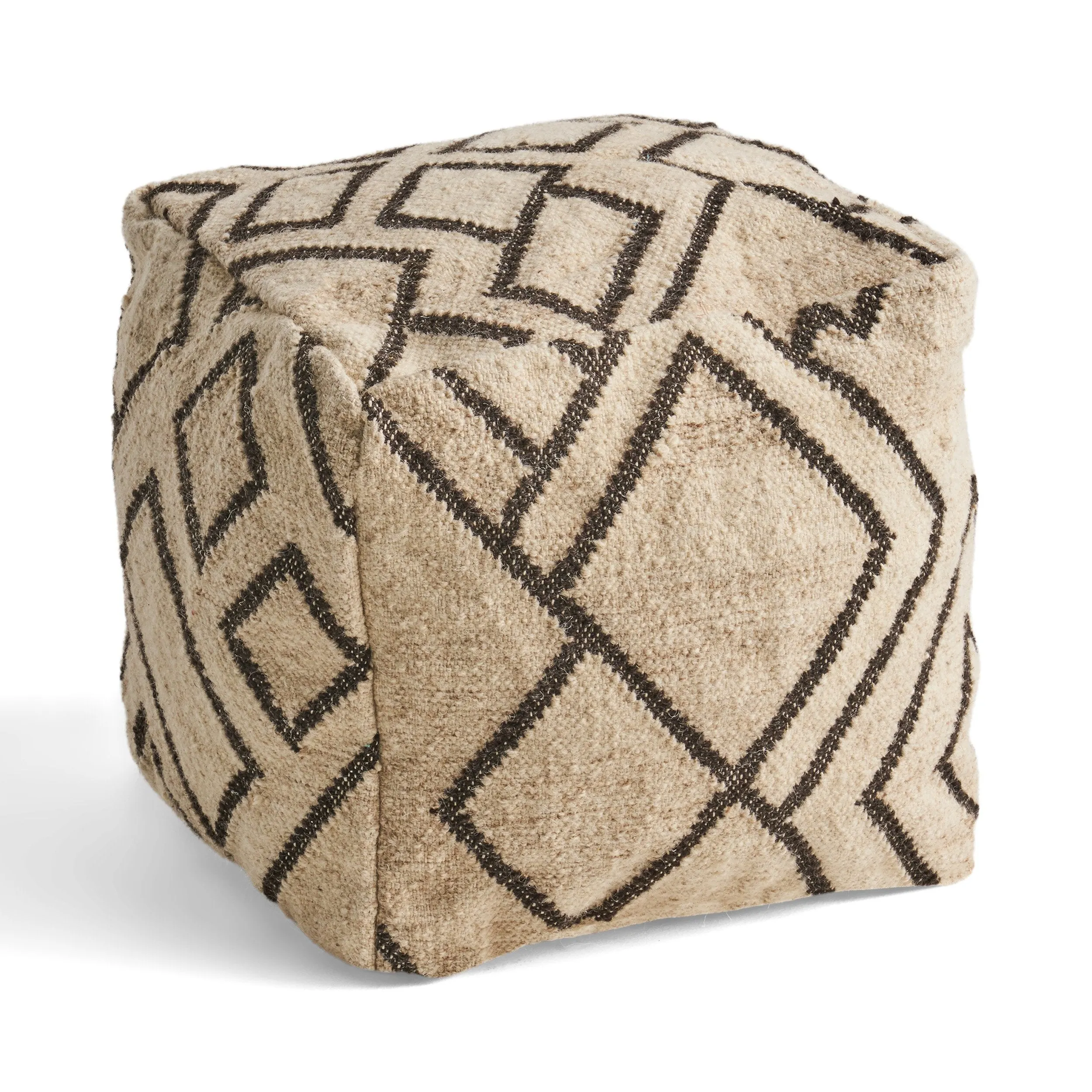 Boho Wool and Cotton Ottoman Pouf - NH633903