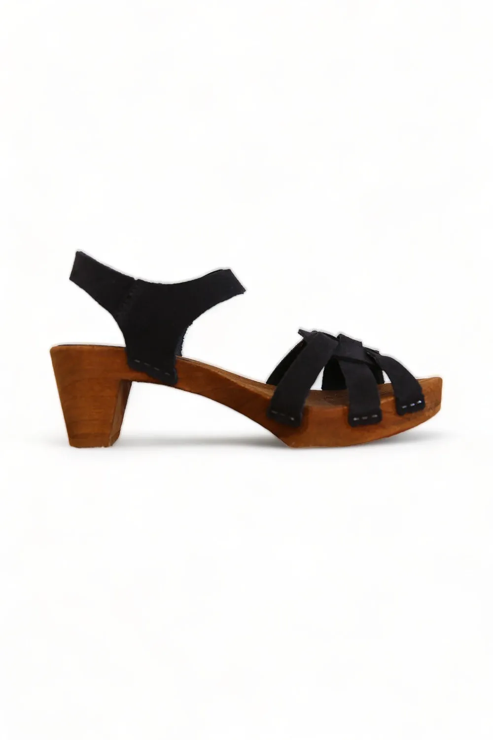 BOSABO BLACK SUEDE MID HEEL CLOG