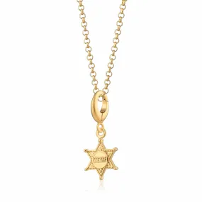 Gold Plated Sheriff Badge Necklace