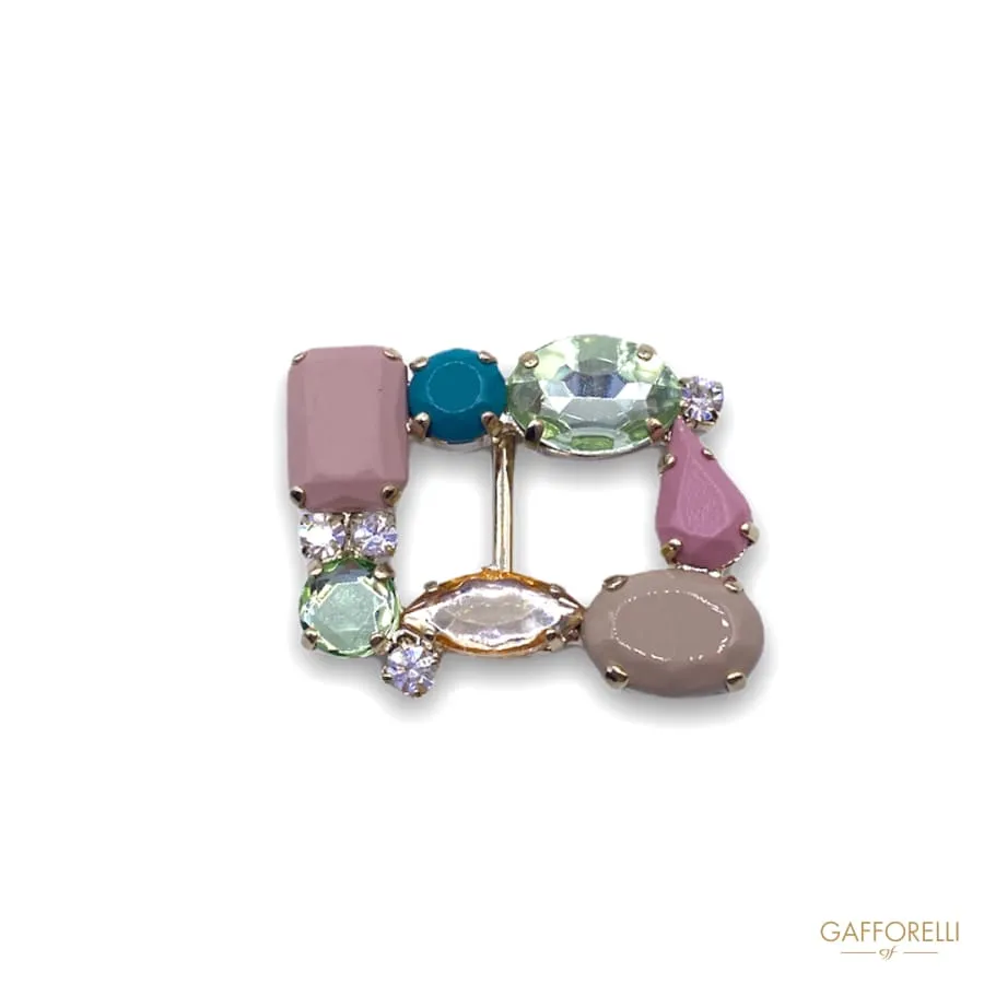 Metal Buckle with Colored Stones and Swarovski 5787 - Gafforelli Srl