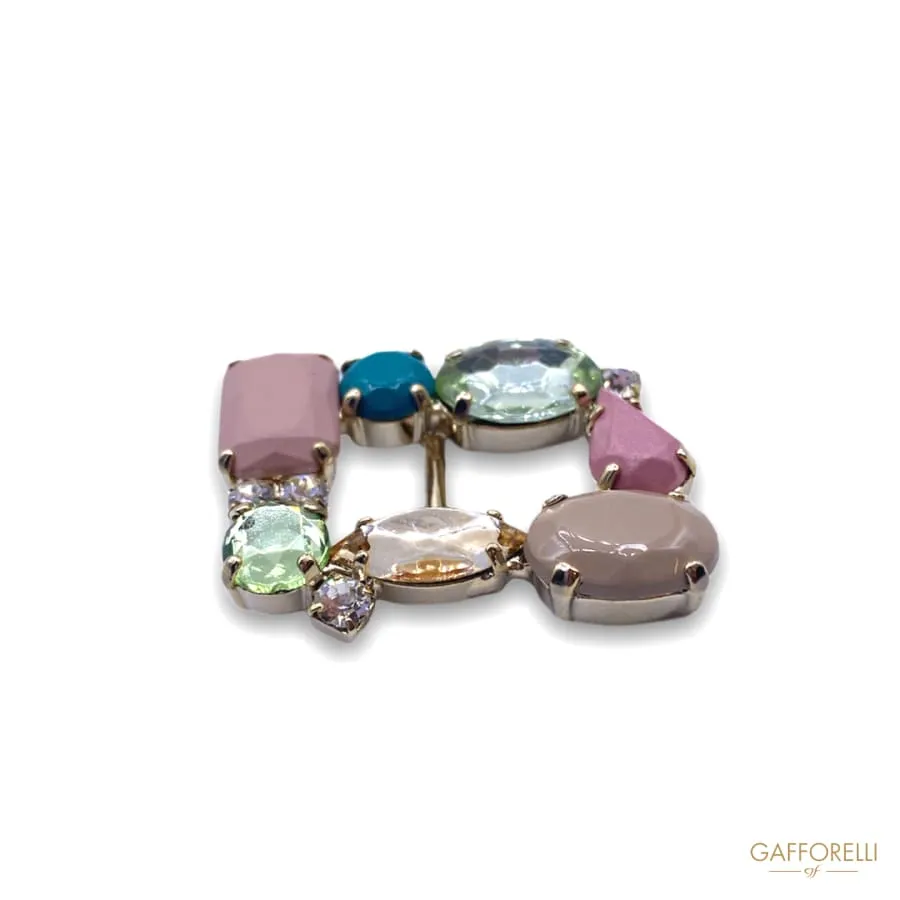 Metal Buckle with Colored Stones and Swarovski 5787 - Gafforelli Srl