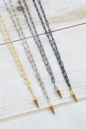 PAPERCLIP NECKLACE | GOLD PYRAMID CHARM