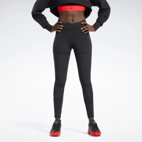 Reebok Apparel Women Cardi B Mesh High-Rise Leggings Black