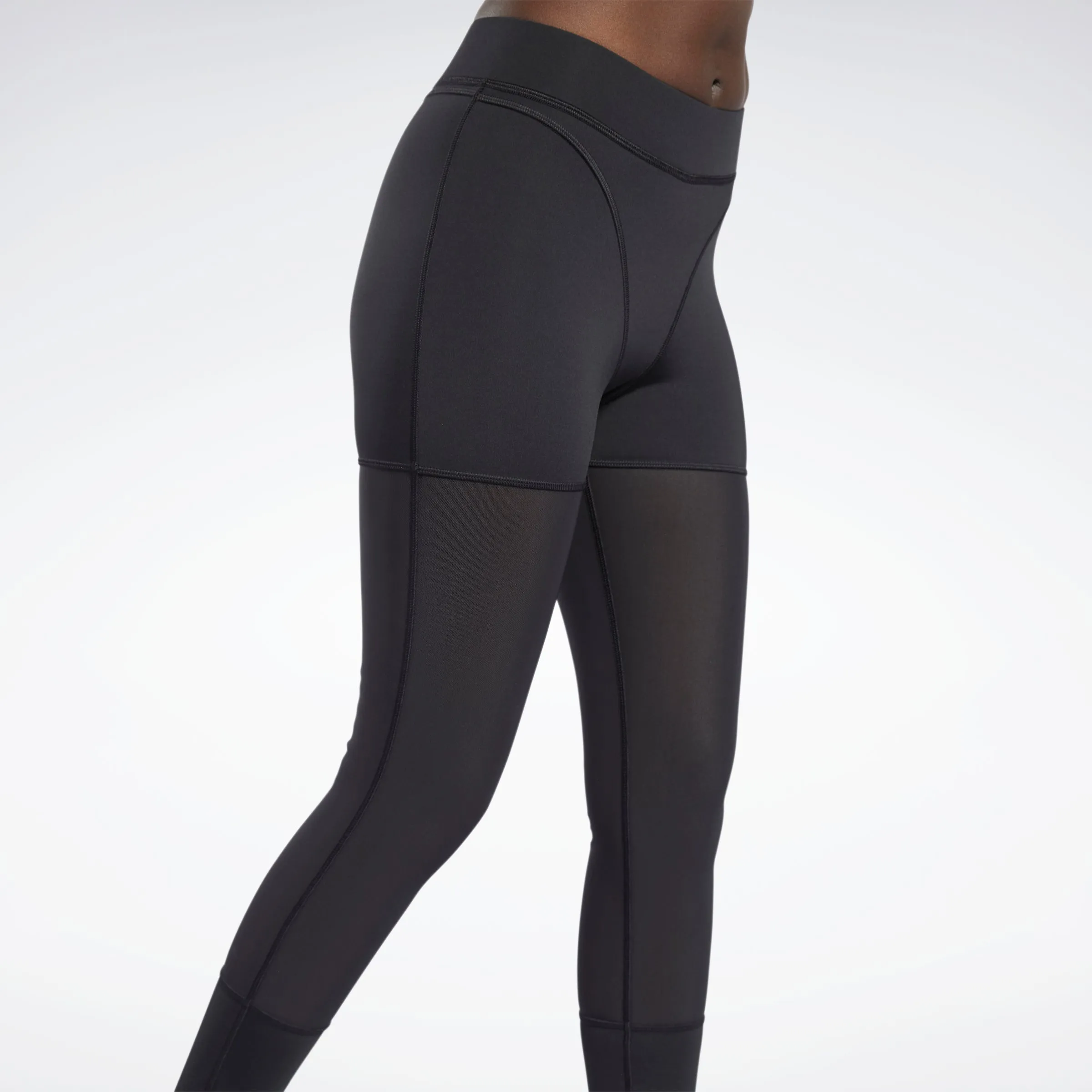 Reebok Apparel Women Cardi B Mesh High-Rise Leggings Black