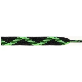 Wholesale Thick Dual Tone Flat 9/16 - Black/Neon Green (12 Pair Pack) Shoelaces