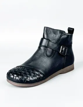 Woven Toe Comfortable Retro Ankle Boots